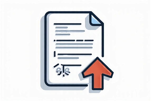 Illustration of a document with an arrow pointing to a new version